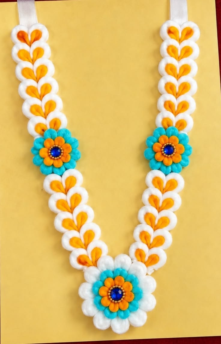 Heart Shape Cotton Mala With Flower