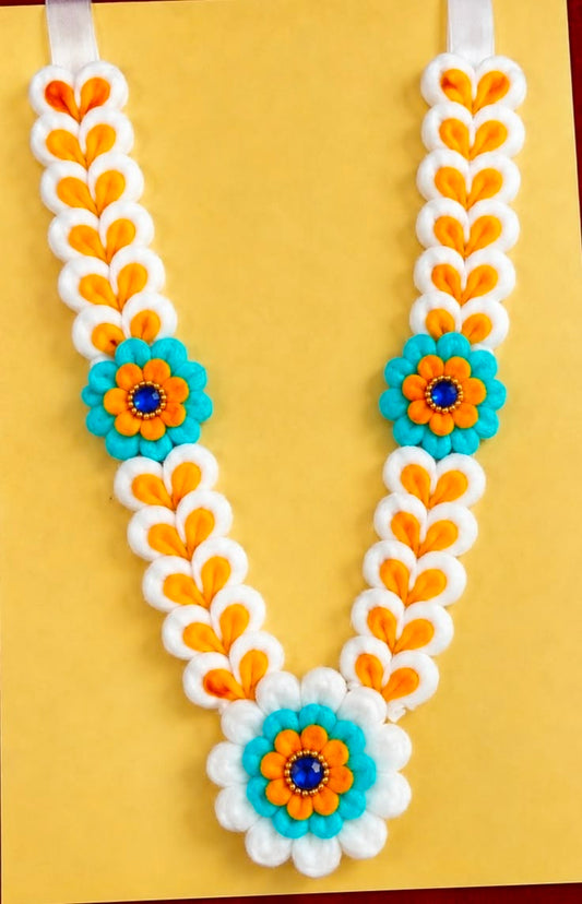 Heart Shape Cotton Mala With Flower